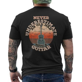 Never Underestimate An Old Man With A Guitar Gift For Mens Old Man Funny Gifts Mens Back Print T-shirt | Mazezy
