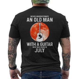 Never Underestimate An Old Man With A Guitar July Mens Back Print T-shirt - Seseable
