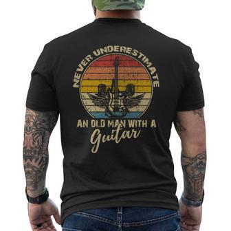 Never Underestimate An Old Man With A Guitar Player Vintage Mens Back Print T-shirt - Seseable