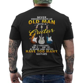 Never Underestimate An Old Man With A Guitar T Old Man Funny Gifts Mens Back Print T-shirt | Mazezy