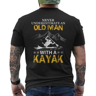 Never Underestimate An Old Man With A Kayak Old Man Funny Gifts Mens Back Print T-shirt | Mazezy