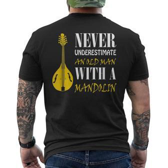 Never Underestimate An Old Man With A Mandolin Old Man Funny Gifts Mens Back Print T-shirt | Mazezy