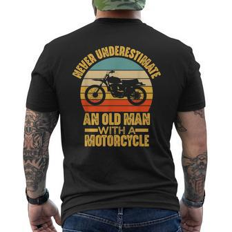 Never Underestimate An Old Man With A Motorcycle Funny Biker Mens Back Print T-shirt - Seseable