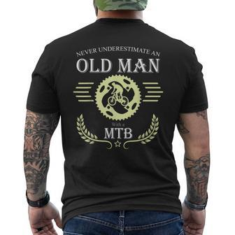 Never Underestimate An Old Man With A Mtb | Mountain Bike Mens Back Print T-shirt - Seseable