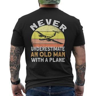 Never Underestimate An Old Man With A Plane Pilot Aviation Gift For Mens Mens Back Print T-shirt - Seseable