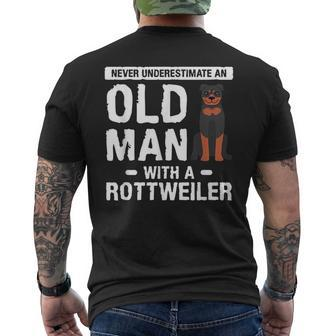 Never Underestimate An Old Man With A Rottweiler Dog Lover Mens Back Print T-shirt - Seseable