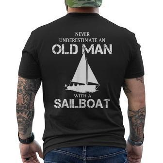 Never Underestimate An Old Man With A Sailboat T V1 Old Man Funny Gifts Mens Back Print T-shirt | Mazezy