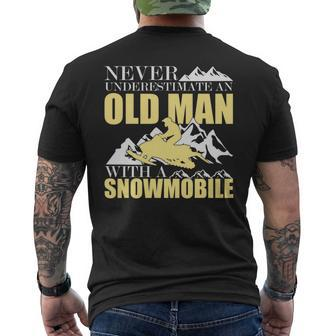 Never Underestimate An Old Man With A Snowmobile Apparel Mens Back Print T-shirt - Seseable