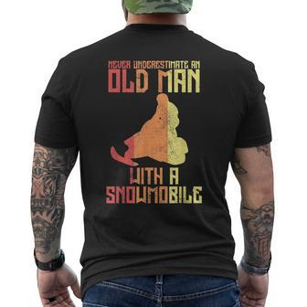 Never Underestimate An Old Man With A Snowmobile Mobile Sled Mens Back Print T-shirt - Seseable