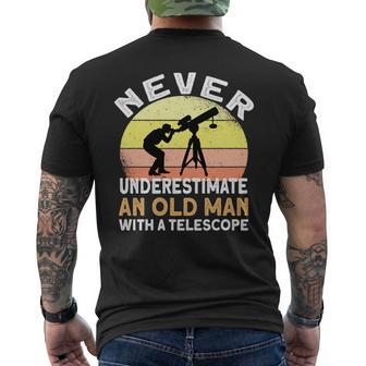 Never Underestimate An Old Man With A Telescope Space Mens Back Print T-shirt - Seseable