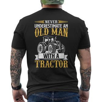 Never Underestimate An Old Man With A Tractor Funny Farmer Mens Back Print T-shirt - Seseable