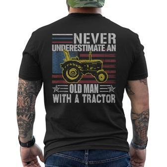 Never Underestimate An Old Man With A Tractor Funny Farming Mens Back Print T-shirt - Seseable