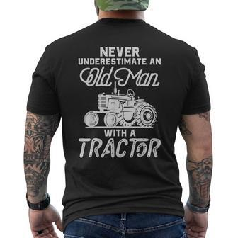 Never Underestimate An Old Man With A Tractor Funny Gift For Mens Mens Back Print T-shirt - Seseable