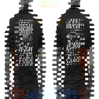 Never Underestimate An Old Man With An Accordion Old Man Funny Gifts Mens Back Print T-shirt | Mazezy