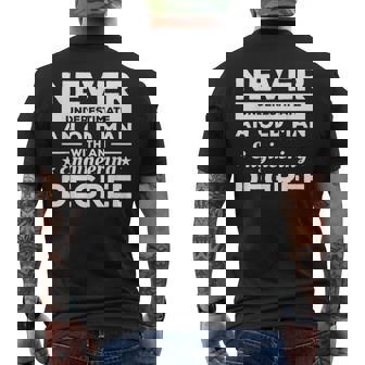 Never Underestimate An Old Man With An Engineering Degree Old Man Funny Gifts Mens Back Print T-shirt | Mazezy