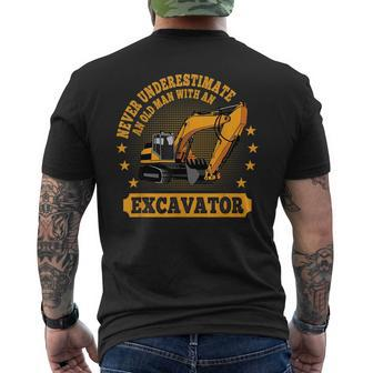 Never Underestimate An Old Man With An Excavator Operator Mens Back Print T-shirt - Seseable