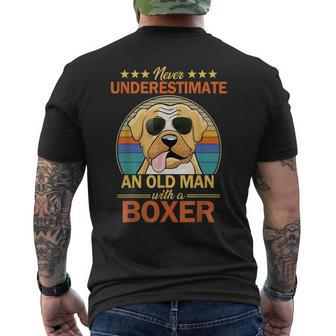 Never Underestimate An Old Man With Boxer Gift For Mens Old Man Funny Gifts Mens Back Print T-shirt | Mazezy