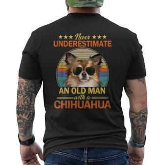 Never Underestimate An Old Man With Chihuahua Gift For Mens Old Man Funny Gifts Mens Back Print T-shirt