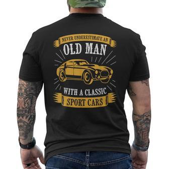 Never Underestimate An Old Man With Classic Sport Cars Mens Back Print T-shirt - Seseable