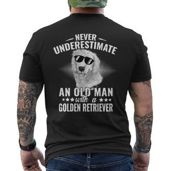 Never Underestimate An Old Man With Golden Retriever Dog Mens Back Print T-shirt - Seseable