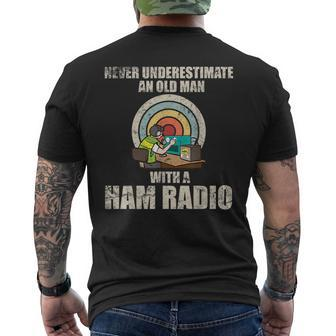 Never Underestimate An Old Man With Ham Radio Amateur Radio Mens Back Print T-shirt - Seseable
