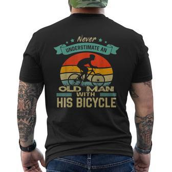 Never Underestimate An Old Man With His Bicycle Mens Back Print T-shirt - Seseable