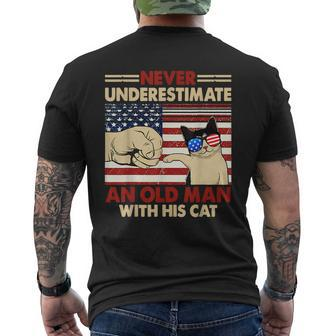 Never Underestimate An Old Man With His Cat Funny Mens Back Print T-shirt - Seseable