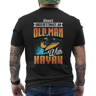 Never Underestimate An Old Man With Kayak Kayaking Mens Back Print T-shirt - Seseable