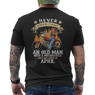 Never Underestimate An Old Man With Motorcycle April Mens Back Print T-shirt - Seseable