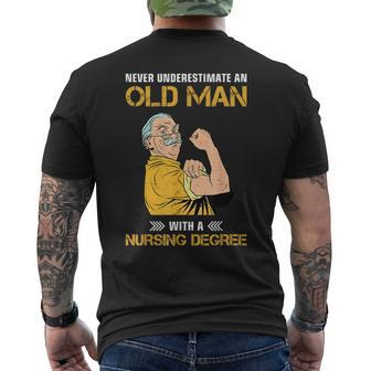 Never Underestimate An Old Man With Nursing Degree Mens Back Print T-shirt - Seseable
