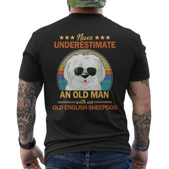 Never Underestimate An Old Man With Old English Sheepdog Gift For Mens Mens Back Print T-shirt | Mazezy