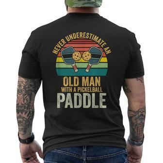 Never Underestimate An Old Man With Pickleball Paddle Humor Mens Back Print T-shirt - Seseable