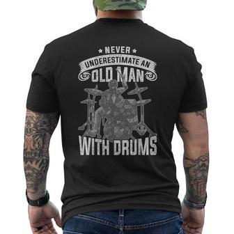 Never Underestimate An Old Men With Drums Mens Back Print T-shirt - Seseable
