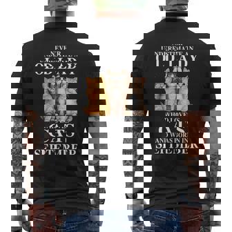 Never Underestimate An Old September Lady Who Loves Cats Mens Back Print T-shirt | Mazezy