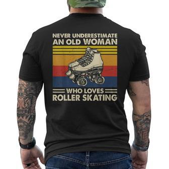Never Underestimate An Old Woman Loves Roller Skating Mens Back Print T-shirt - Seseable