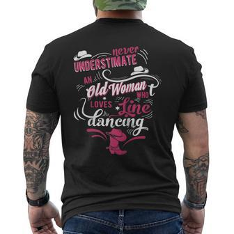Never Underestimate An Old Woman Who Can Line Dance Lover Mens Back Print T-shirt - Seseable