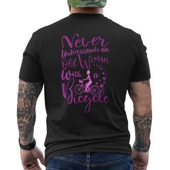 Never Underestimate An Old Woman With A Bicycle Funny Quote Mens Back Print T-shirt - Seseable