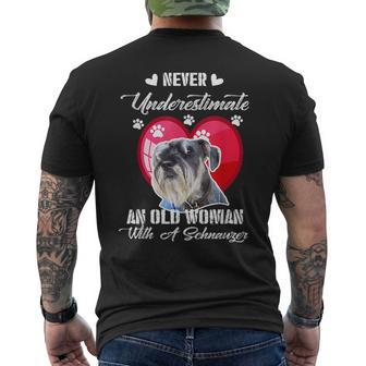 Never Underestimate An Old Woman With A Schnauzer Dog Lover Mens Back Print T-shirt - Seseable