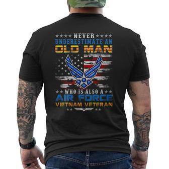Never Underestimate An Oldman Us Air Force Vietnam Veteran Mens Back Print T-shirt - Seseable