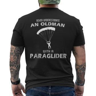 Never Underestimate An Oldman With Paraglider Funny Mens Back Print T-shirt - Seseable