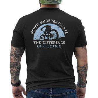 Never Underestimate Difference Of Ebike Electric Bicycle Mens Back Print T-shirt - Seseable