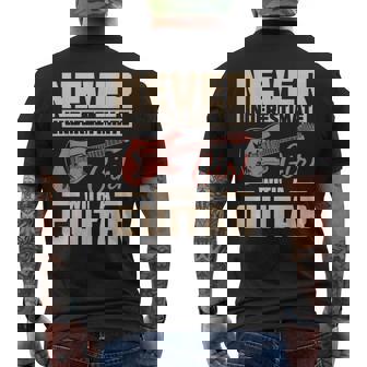 Never Underestimate Girl With A Guitar | Musician Music Band Mens Back Print T-shirt | Seseable UK