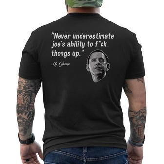 Never Underestimate Joe Biden Funny Obama Quote Mens Back Print T-shirt - Seseable
