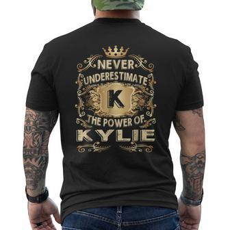 Never Underestimate Kylie Personalized Name Mens Back Print T-shirt - Seseable