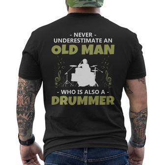 'Never Underestimate An Old Man Drummer' Music Men's T-shirt Back Print - Seseable