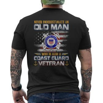 Never Underestimate Old Man Us Coast Guard Veteran Vintage Veteran Funny Gifts Mens Back Print T-shirt | Mazezy