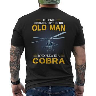Never Underestimate Old Man Who Flew Ah1 Cobra Helicopter Old Man Funny Gifts Mens Back Print T-shirt | Mazezy