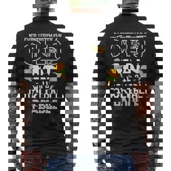 Never Underestimate Old Man With A Pickleball Paddle Gift Old Man Funny Gifts Mens Back Print T-shirt | Mazezy