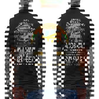 Never Underestimate Old Man With A Skid Sr Construction Old Man Funny Gifts Mens Back Print T-shirt | Mazezy