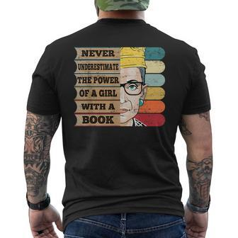 Never Underestimate Rbg Quote Feminist Lover Girl Book Gift Mens Back Print T-shirt | Mazezy